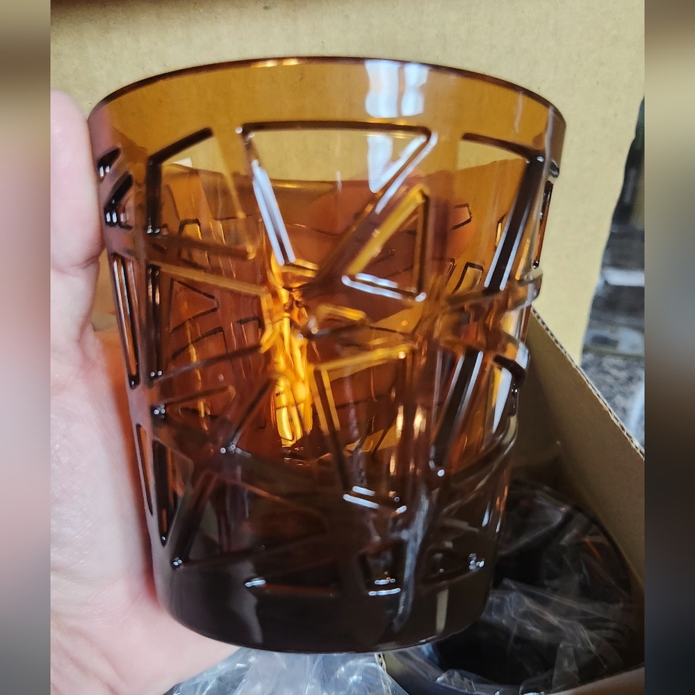 NIB - Mario luca Giusti David Amber 6pc Tumblers